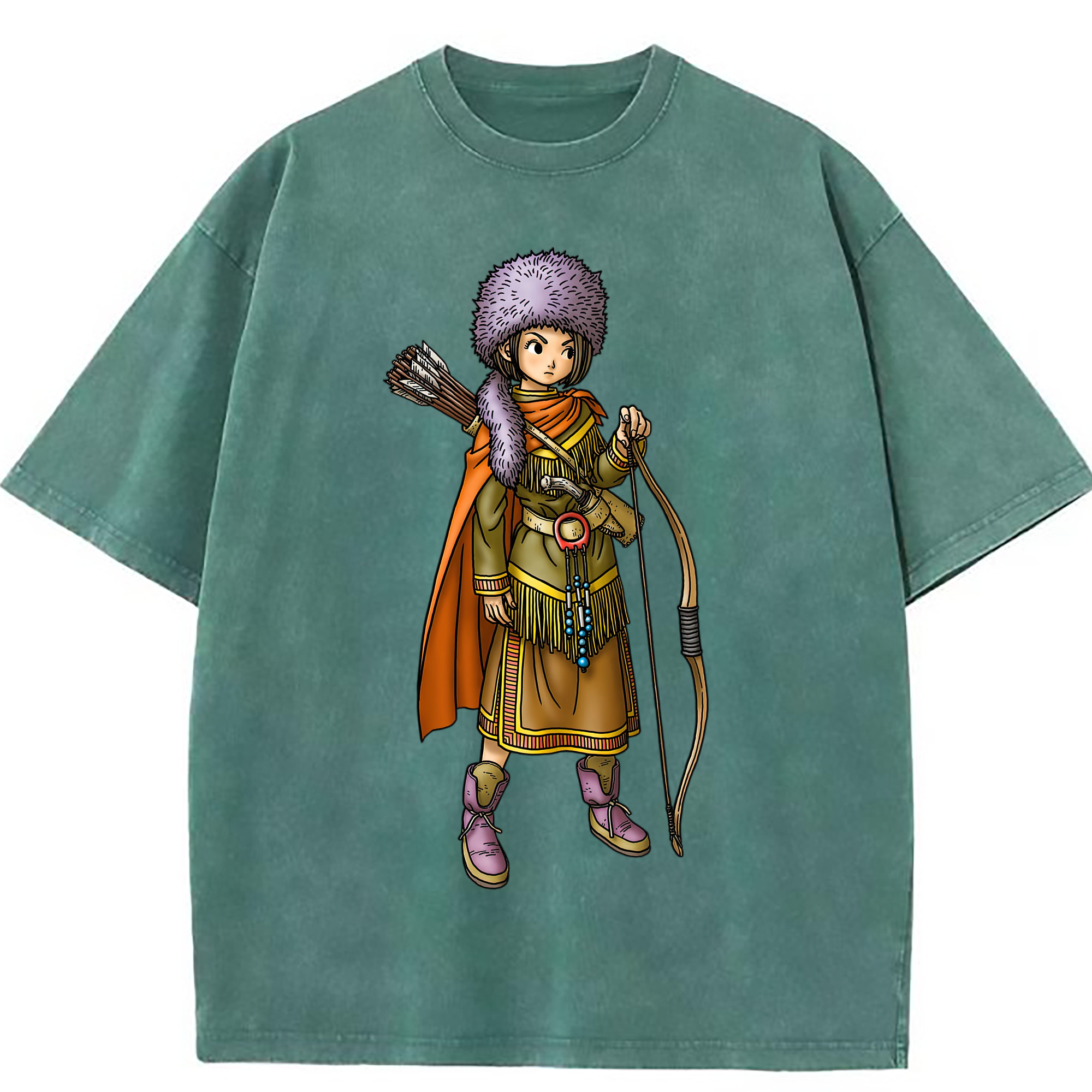 （画像用） ドラゴンクエスト Doragon Kuesuto Dragon Quest 綿100% ヴィンテージ風 半袖Tシャツ（フロントプリント）